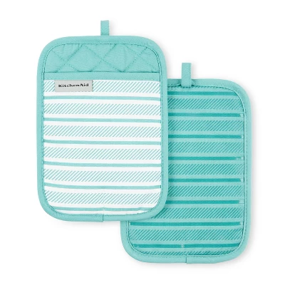 KitchenAid Albany Pot Holder 2-Pack Set, Aqua Sky, 7"x10" 6 KitchenAid Albany Pot Holder 2-Pack Set, Aqua Sky, 7"x10" - Image 4