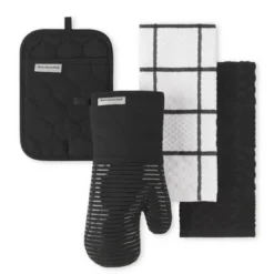 KITCHENAID Quilted Cotton Terry Cloth Oven Mitt, Pot Holder, Kitchen Towel 4-Pack Set, Silicone Grip, Matte Black, 16"x26", 7"x13" & 7"x10" 7 KITCHENAID Quilted Cotton Terry Cloth Oven Mitt, Pot Holder, Kitchen Towel 4-Pack Set, Silicone Grip, Matte Black, 16"x26", 7"x13" & 7"x10" -KitchenAid GUEST b8d72bd2 5828 4400 a0c9 322af1edeab2