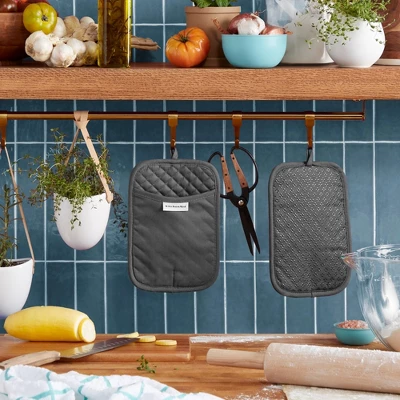 KitchenAid Asteroid Rectangle Pot Holder 2-Pack Set, Charcoal Grey, 7"x10" 3 KitchenAid Asteroid Rectangle Pot Holder 2-Pack Set, Charcoal Grey, 7"x10"