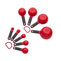 KitchenAid Measuring Set Red: 9-Piece Dishwasher-Safe Cups & Spoons, Polypropylene, Lifetime Warranty