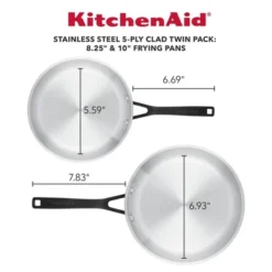 KitchenAid Stainless Steel 5-Ply Clad Twin Pack: 8.25" & 10" Nonstick Frying Pans, Dishwasher-Safe Cookware Set -KitchenAid GUEST c20b0cb0 6ba7 4891 9d43 2d2e861928c1