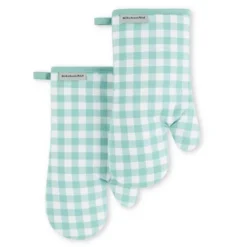 KitchenAid Gingham Oven Mitt 2-Pack Set, Aqua Sky, 7"x13" -KitchenAid GUEST c44e93a5 fe84 4d39 b8bf b57570af55ef