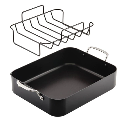KitchenAid Hard Anodized Induction 13"x15.75" Roaster With Nonstick Rack: Turkey Roasting Pan, Oven-Safe, Matte Black 8 KitchenAid Hard Anodized Induction 13"x15.75" Roaster With Nonstick Rack: Turkey Roasting Pan, Oven-Safe, Matte Black - Image 6