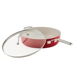 KitchenAid 5qt Hard Anodized Ceramic Nonstick Saute Pan With Lid Empire Red: Hand Wash, Gas & Electric Compatible -KitchenAid GUEST da5ac3b0 4d70 4eeb beb0 16dfec21150e