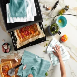 KITCHENAID Albany Kitchen Towel 4-Pack Set, Mineral Water Aqua/White, 16"x26" -KitchenAid GUEST dad41ac8 b627 42fa 8f95 8b0d68d63d75