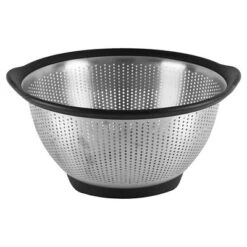KitchenAid 5 Quart Colander Stainless Steel Black Rim: Metal Strainer, Dishwasher-Safe, Light Silver, Black -KitchenAid GUEST dc9f6bc5 d43b 4983 84be 7da8264ed459