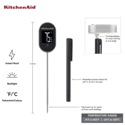 KitchenAid Pivoting Display Digital Instant-Read Kitchen Thermometer: Meat & Food Thermometer, Black, -4 To 482°F Range -KitchenAid GUEST e9a9c5b8 2180 4c24 ae33 3322723b26c4