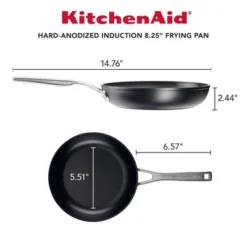KitchenAid Hard-Anodized Induction 8.25" Nonstick Frying Pan: Small Matte Black Pan, Dishwasher & Oven-Safe, Riveted Handle