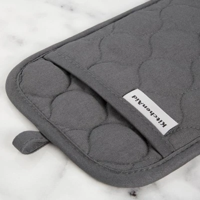 KITCHENAID Quilted Cotton Terry Cloth Oven Mitt, Pot Holder, Kitchen Towel 4-Pack Set, Silicone Grip, Charcoal Grey, 16"x26", 7"x13" & 7"x10" 5 KITCHENAID Quilted Cotton Terry Cloth Oven Mitt, Pot Holder, Kitchen Towel 4-Pack Set, Silicone Grip, Charcoal Grey, 16"x26", 7"x13" & 7"x10" - Image 3